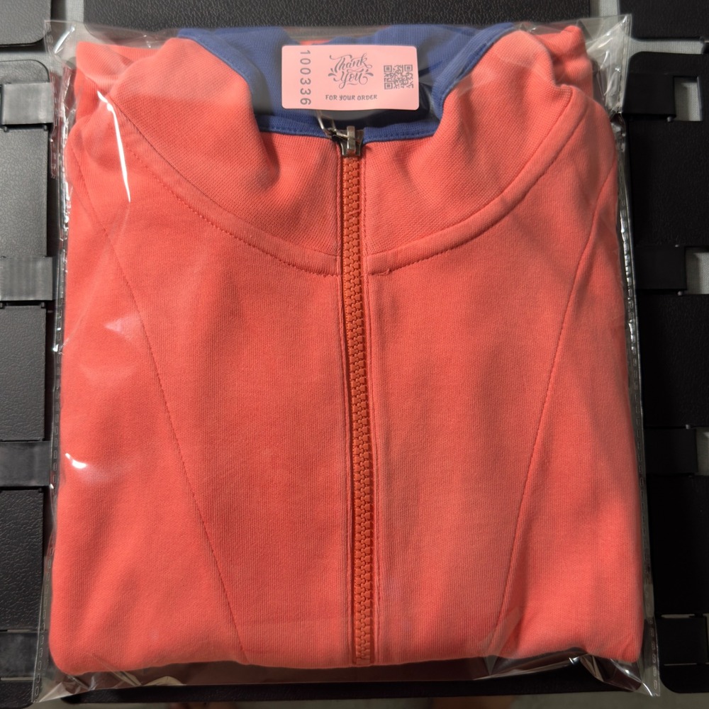 Bobby Jones Quarter Zip Pullover Womens Large Orange Pima Cotton Sporty - Picture 13 of 13